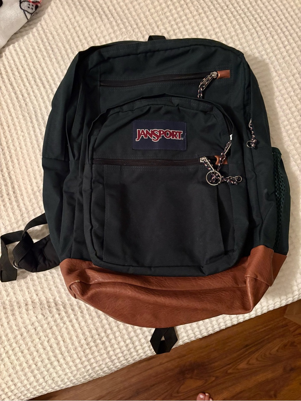 Jansport Black Backpack with Brown Base and Accents